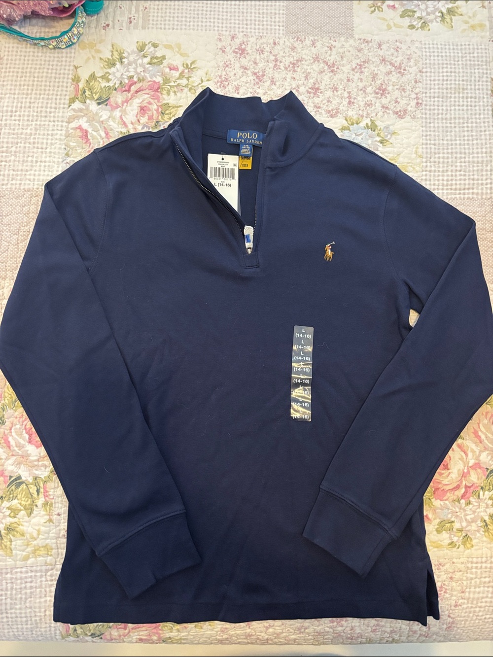 Polo by Ralph Lauren Navy Zip-Up Pullover with Branded Label